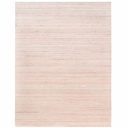 9'1"X12' Ivory With Coral Red Wool Plain Modern Design Hand Loomed Rug