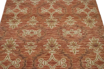 4X6 ft Hand-Knotted Wool Area Rug Rust Floral