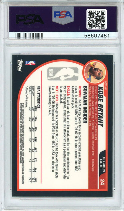 Kobe Bryant 2007 Bowman Chrome Card #24 (Psa Mint