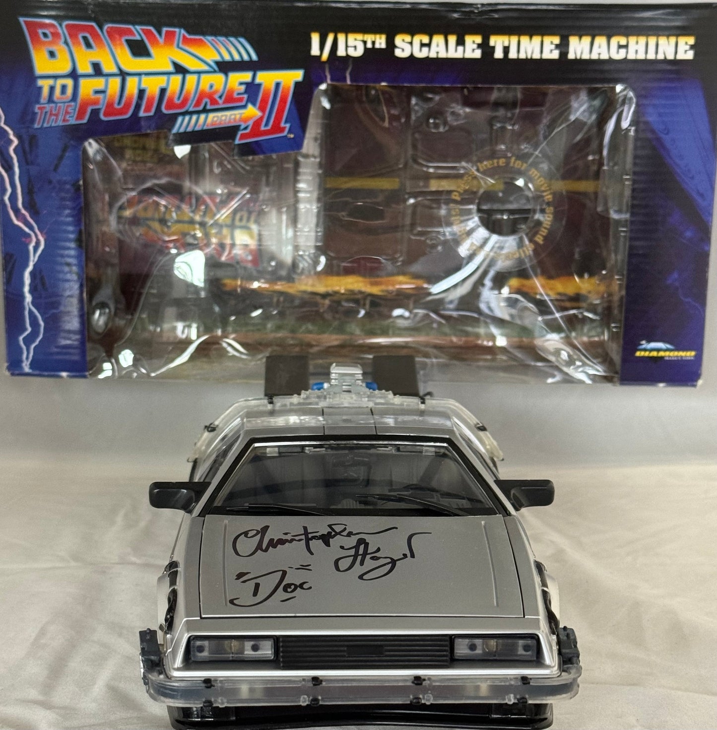 Christopher Lloyd Signed Back To The Future Delorean Time Machine 1:15 Scale Die