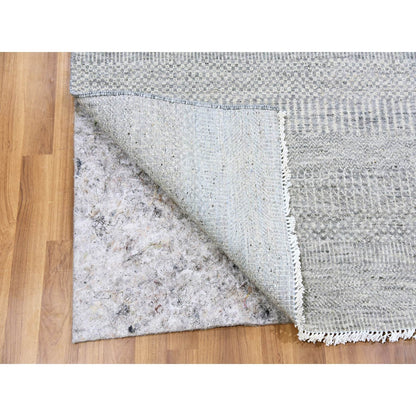 6'X6' Dark Gray Modern Grass Design Undyed Wool Hand Knotted Oriental Rug