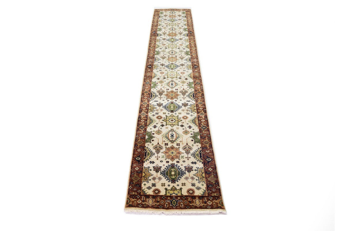 Oriental Karajeh Farmhouse Carpet Runner 3x14 ft Geometric Indo