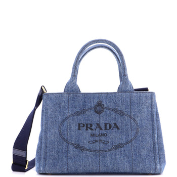 Prada Canapa Convertible Tote Denim Mini
