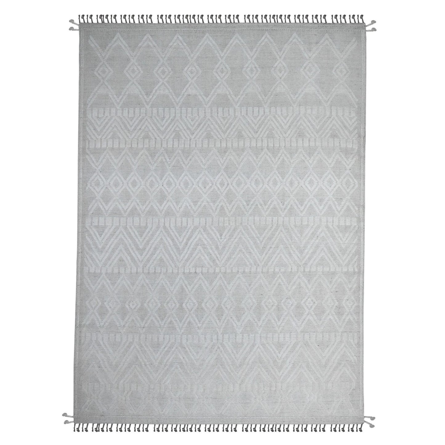 9'X12'6" Polar Bear White Hand Knotted Moroccan Weave Wool Oriental Rug