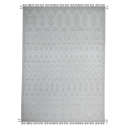 9'X12'6" Polar Bear White Hand Knotted Moroccan Weave Wool Oriental Rug