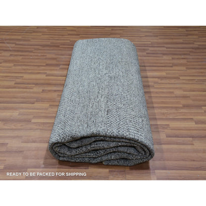 12'X12' Krypton Gray Hand Knotted Modern Grass Design Square Oriental Rug
