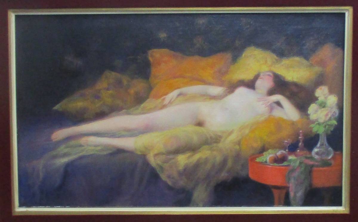Albert Joseph Penot Reclining French Nude Oil Painting Art Original Framed