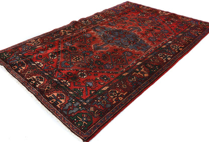 Vintage Hand-Knotted Wool Oriental Rug Red Tribal