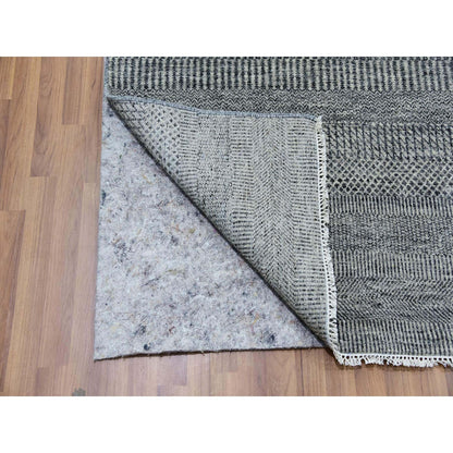 8'X10' Power Gray Hand Knotted Modern Grass Design Organic Wool Rug