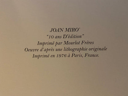 Joan Mir Lithograph Mourlot 1976 Coa Signed Op Published Rare