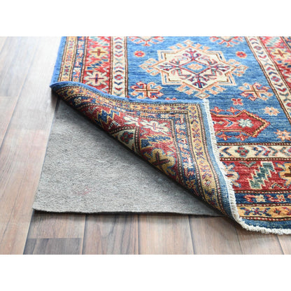 2'8"X34' Denim Blue Wool Hand Knotted Afghan Super Kazak Xl Runner Rug