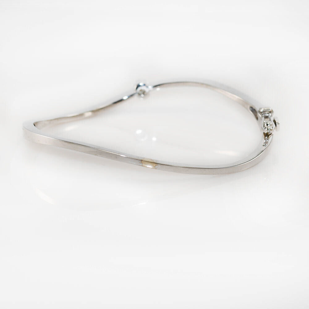 18K White Gold Bangle Diamond Bracelet, .30Ct,