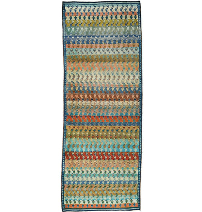 Multicolored Semi-Antique Tribal Oriental Runner