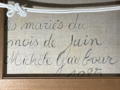 Michele Gaubour Les Maris Du Mois De Juin Original Oil Painting France 1985