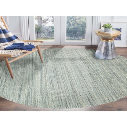 10'X10' Green Hand Loomed Variegated Organic Wool Oriental Round Rug