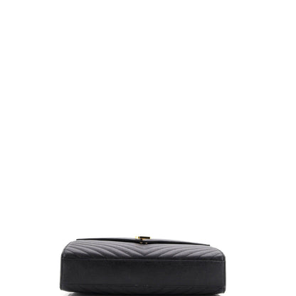 Saint Laurent Classic Monogram Envelope Satchel Matelasse Chevron Leather Large