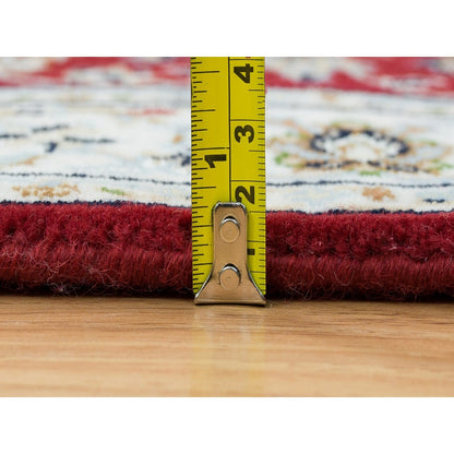 2'7"X8' Burgundy Red Nain Design 250 Kpsi Wool Runner Oriental Rug