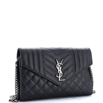 Saint Laurent Classic Monogram Envelope Satchel Mixed Matelasse Leather Small