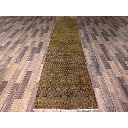2'6"X11'5" Brown Vintage Zoroastrian Tebraz With Paisley Pattern Runner Rug