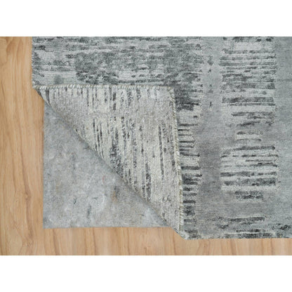 3'X5'1" Gray Modern Design Hand Spun Undyed Natural Wool Hand Knotted Rug