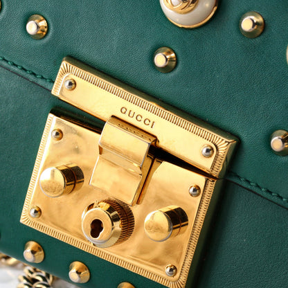 Gucci Pearly Padlock Shoulder Bag Studded Leather Small