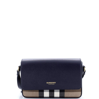 Burberry New Hampshire Shoulder Bag House Check Canvas And Leather Small