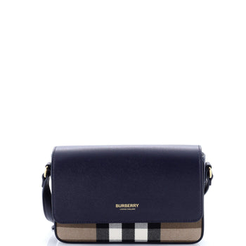 Burberry New Hampshire Shoulder Bag House Check Canvas And Leather Small