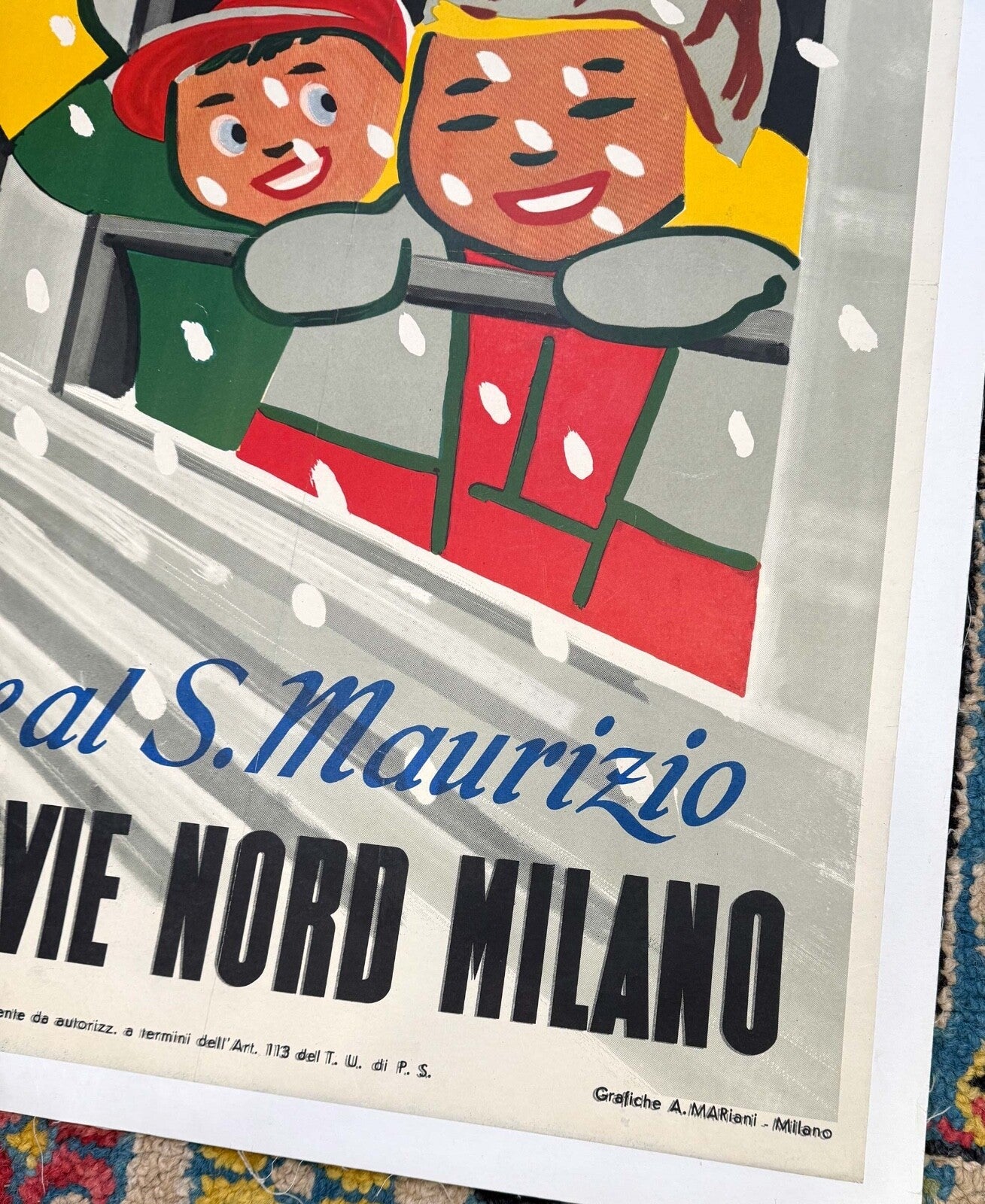 S Maurizio Ferrovie Nord Milano  Carlo Dradi Authentic 1948 Italian Ski  Poster