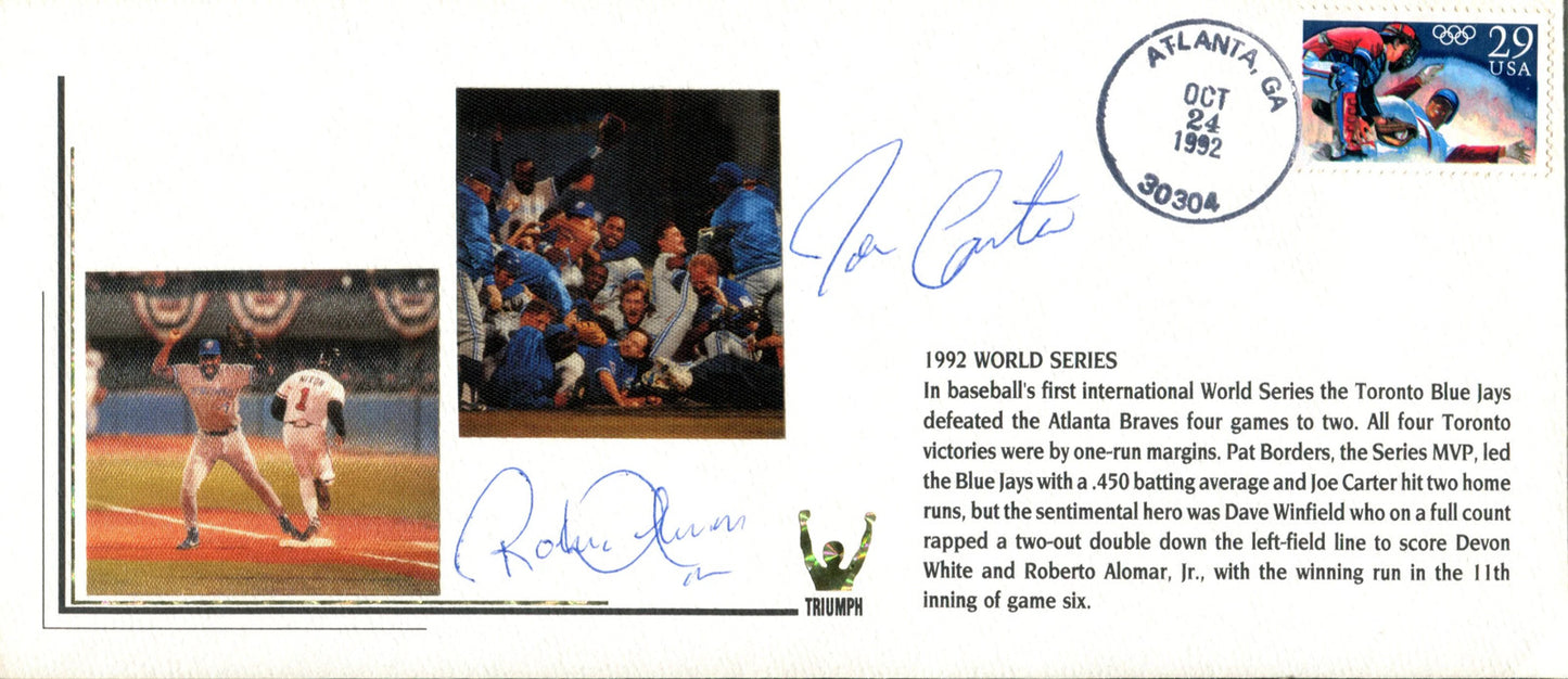Roberto Alomar & Joe Carter Autographed 1992 World Series Envelope (Jsa)