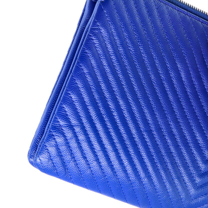 Chanel Classic Double Pocket Zip Pouch Chevron Caviar Medium