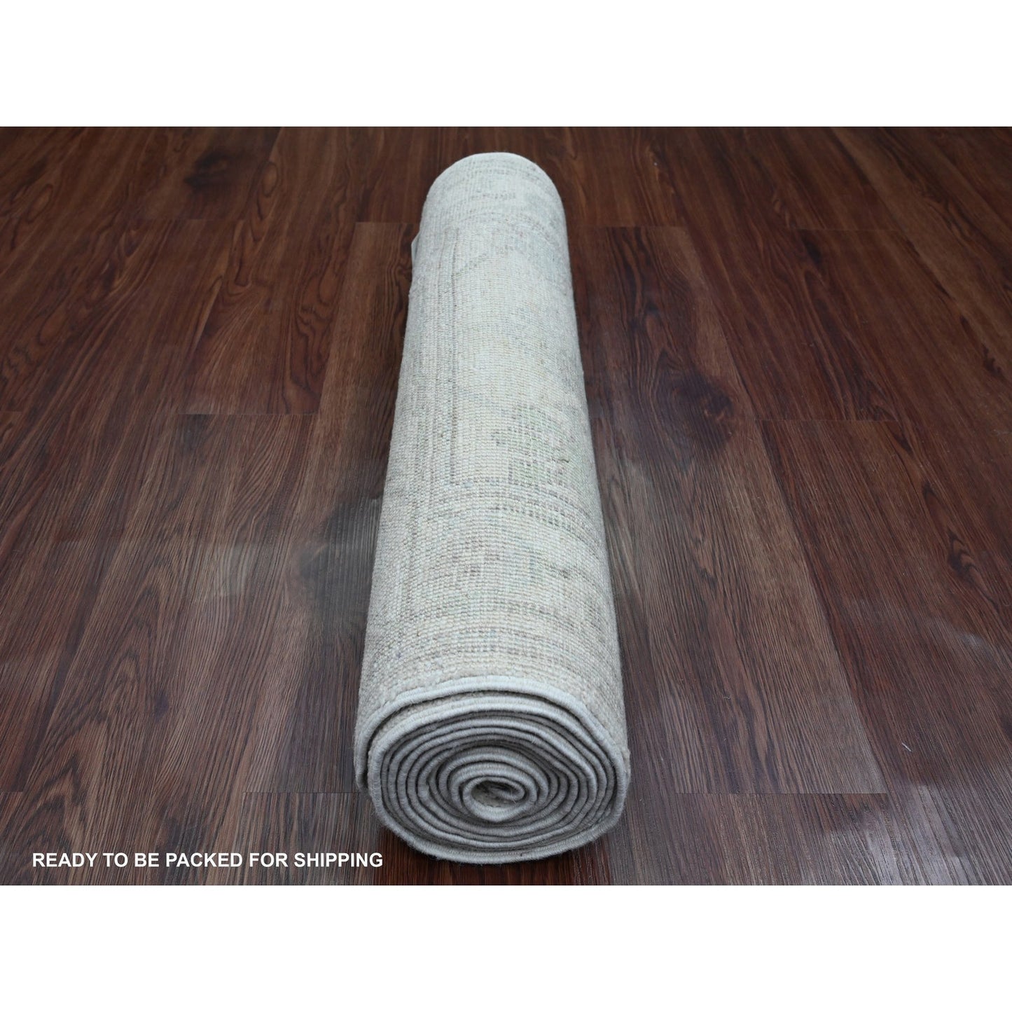 2'7"X11'7" Gray Angora Oushak Leaf Design Wool Hand Knotted Runner Rug