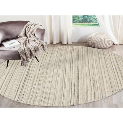 8'X8' Beige Hand Loomed Organic Wool Modern Oriental Rug