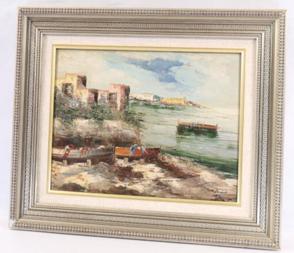 Alberto Corsini Napoli Harbor View Signed Original Oil Painting Italian Sea