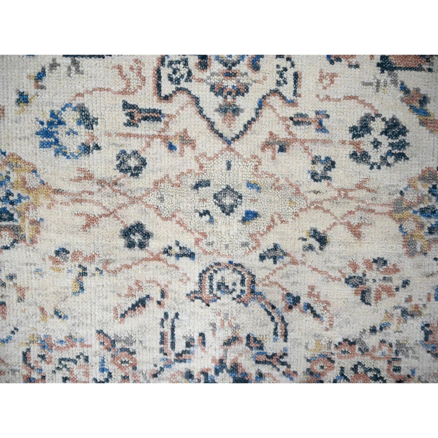 6'X9'Cream Mahal Design Hand Knotted Wool Soft Pile Oushak Oriental Rug