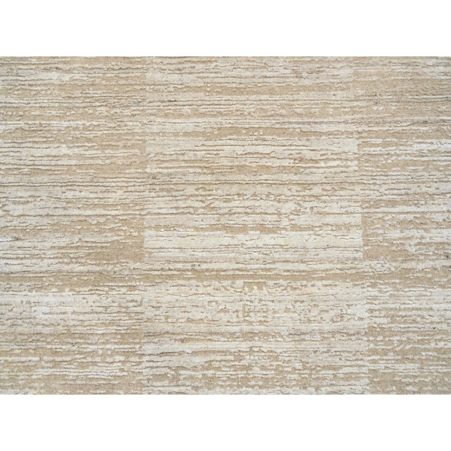 10'X10'Beige Hand Loomed Wool Modern Fine Jacquard Tone On Tone Round Rug