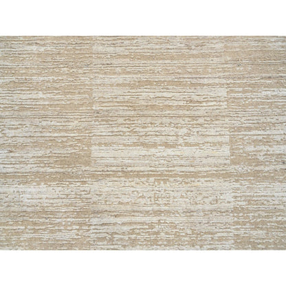 10'X10'Beige Hand Loomed Wool Modern Fine Jacquard Tone On Tone Round Rug