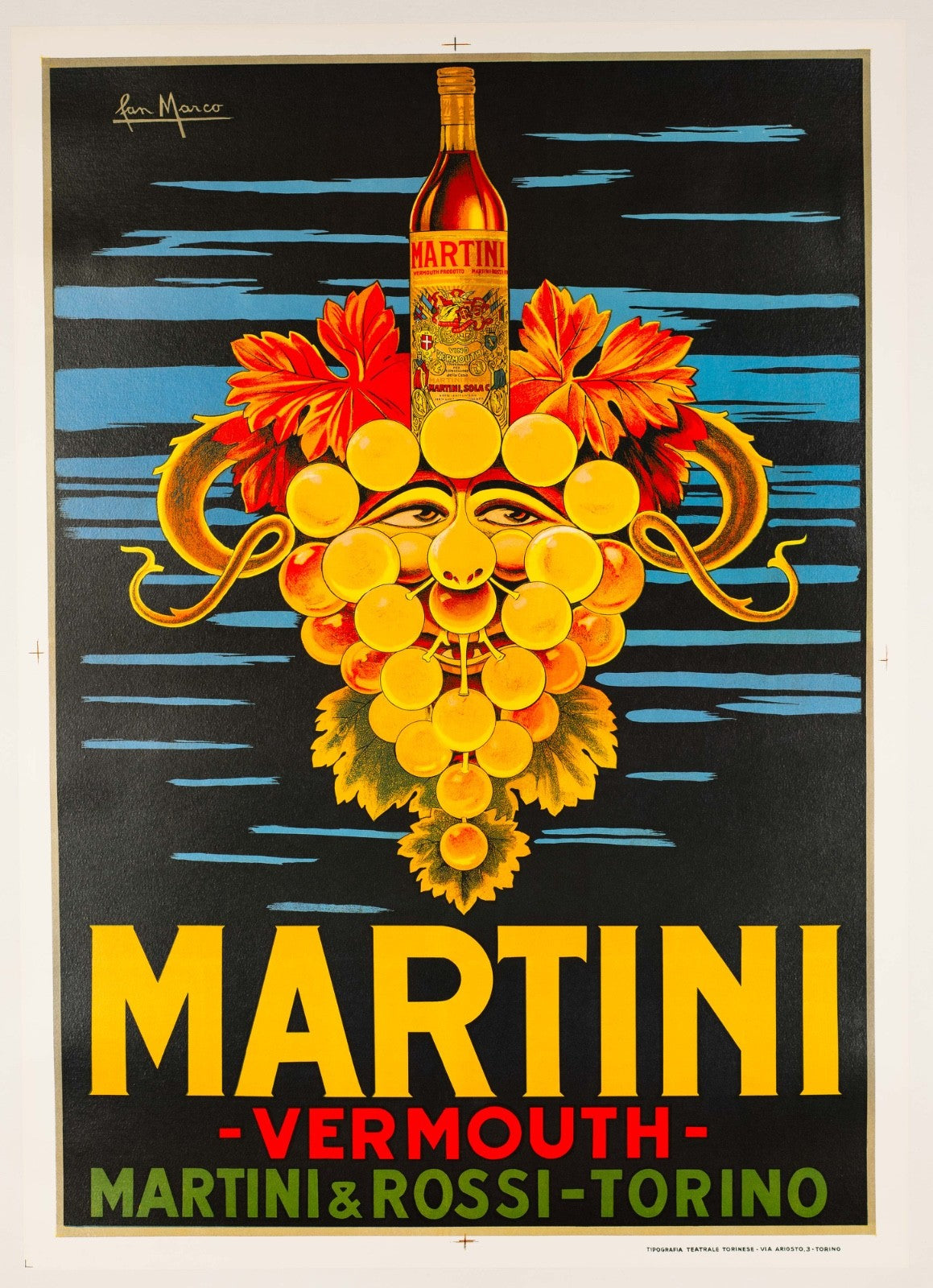 Italian Vintage Poster Martini Rossi 1960s Vermouth By Marco