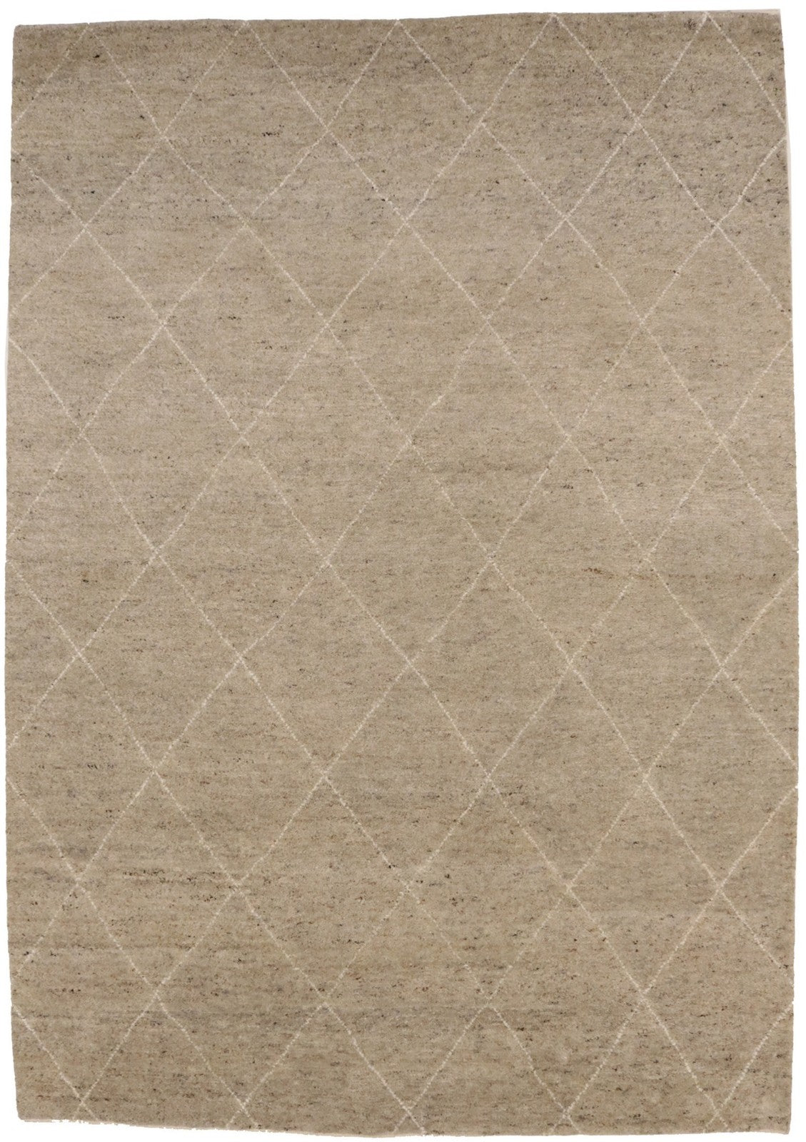 Handmade Moroccan Oriental Rug Khaki/ Beige Geometric Modern Plush Carpet 6X9 ft
