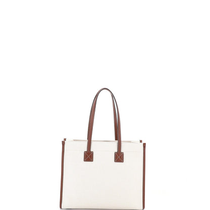 Burberry Freya Shopping Tote Canvas With Leather Small