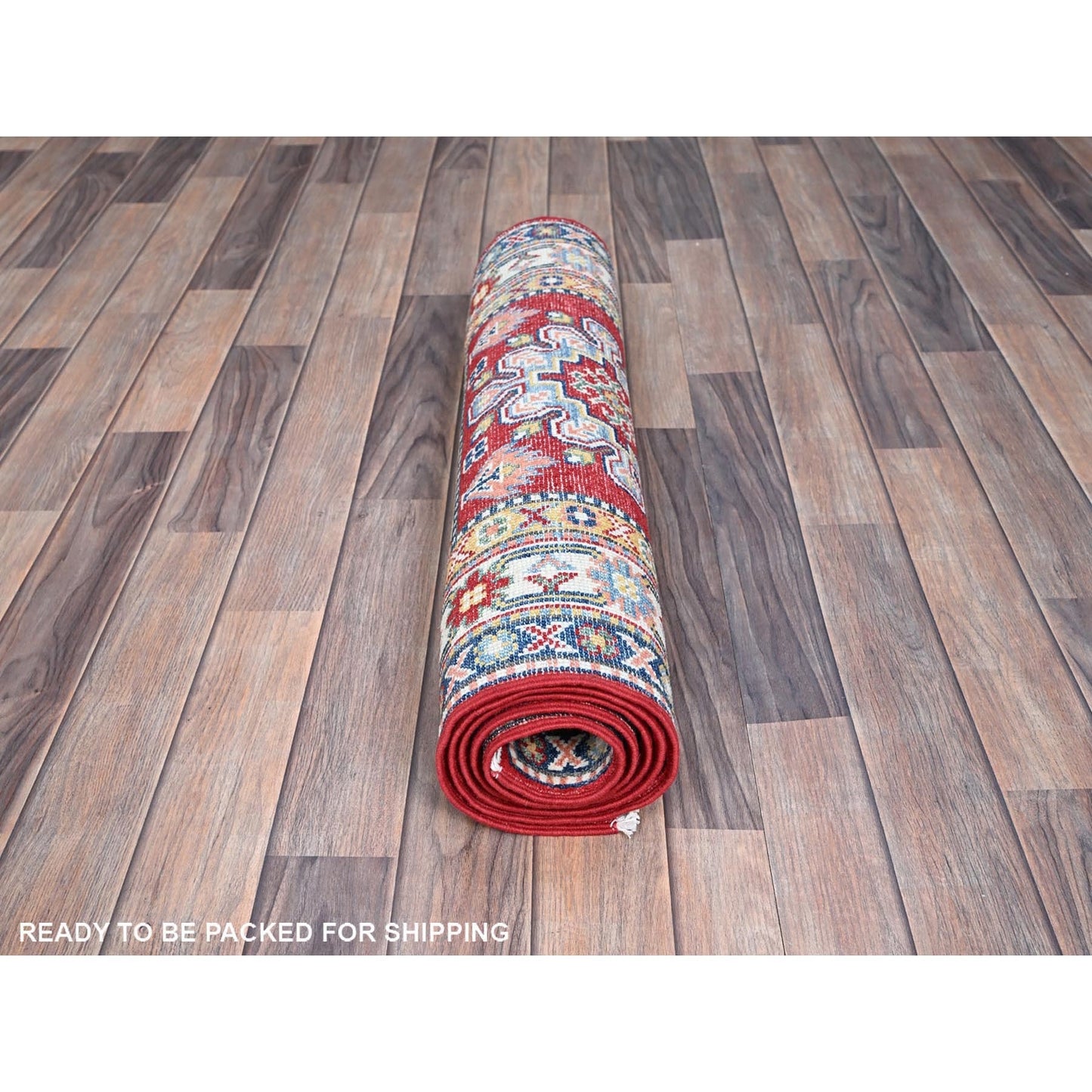 2'9"X6'6" Red Denser Weave Oriental Wool Hand Knotted Kazak Runner Rug