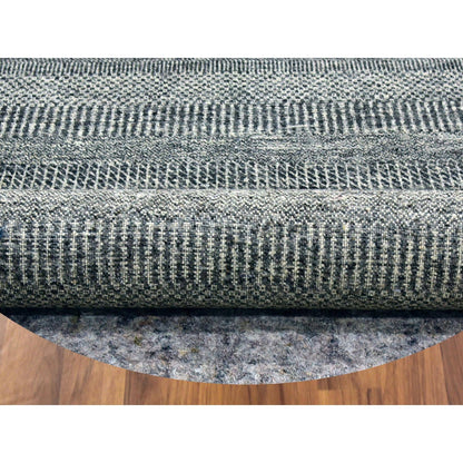10'X10' Gray Undyed Wool Hand Knotted Grass Design Round Oriental Rug