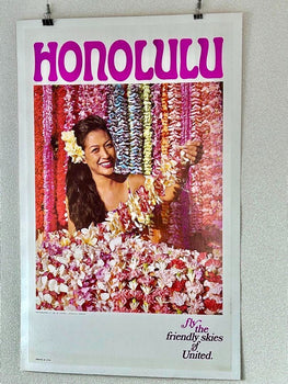 Original Vintage Poster United Airlines Hawaii
