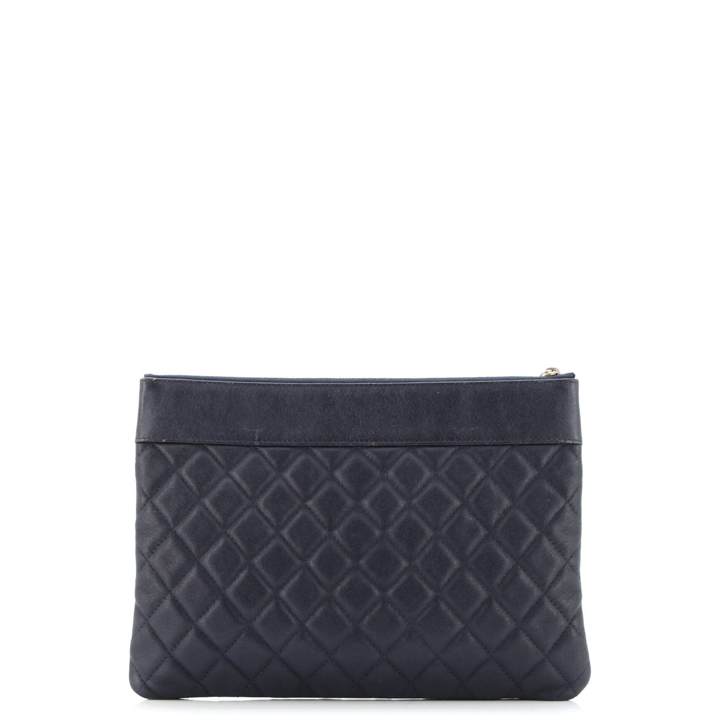 Chanel Mademoiselle Vintage O Case Clutch Quilted Sheepskin Medium