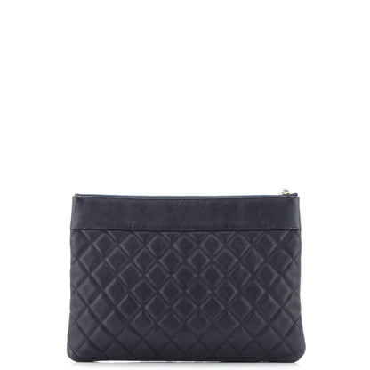 Chanel Mademoiselle Vintage O Case Clutch Quilted Sheepskin Medium