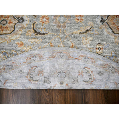 7'10"X8' Hand Knotted Oushak Inspired Pure Wool Round Oriental Rug