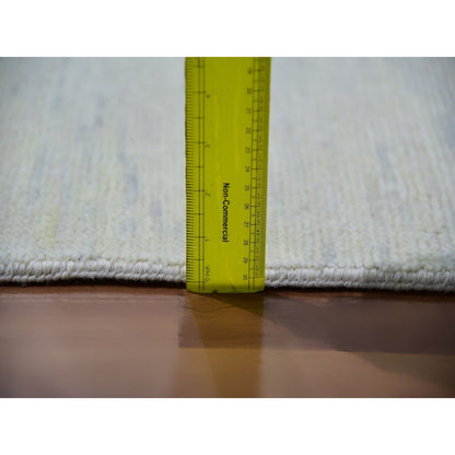 12'1"X13'10" White Abstract Design 100% Wool Hand Knotted Oversized Rug