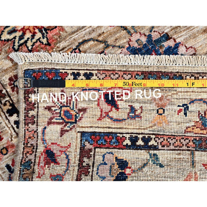 2'7"X9'5" Beige Sultani Flower Blossom Hand Knotted 100% Wool Runner Rug