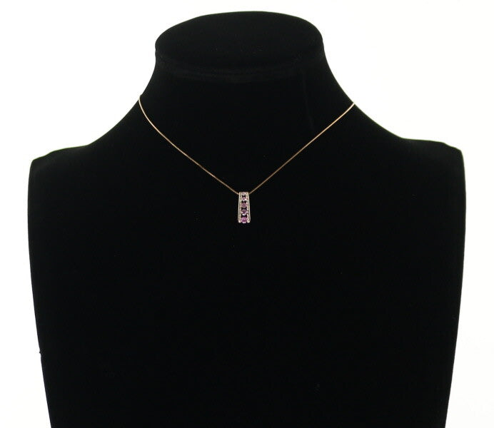 Pink Sapphire 0.39ct Diamond 0.12ct Necklace 18K