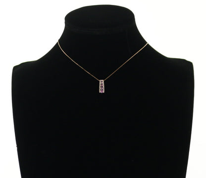 Pink Sapphire 0.39ct Diamond 0.12ct Necklace 18K