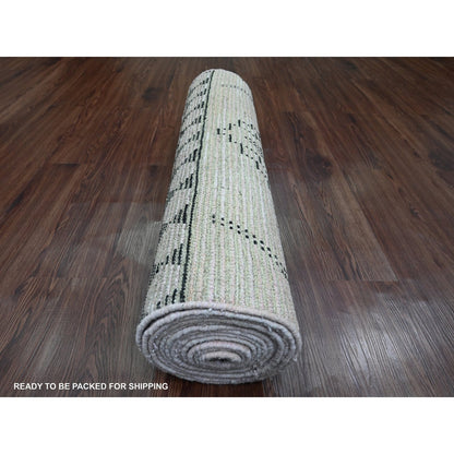 2'10"X15'8" White Moroccan Weave Soft Wool Hand Knotted Xl Runner Rug
